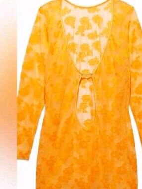 Savage X Fenty Yellow Amber Sz 3X STRAP UP Sold Out LONG-SLEEVE LACE SLIP